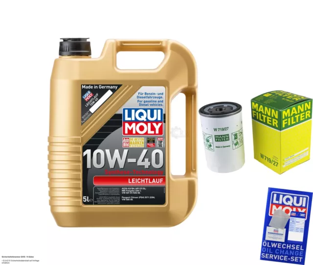 Kit Ispezione Filtro Liqui Moly Olio 5L 10W-40 per Ford Escort V Cabriolet Tutto