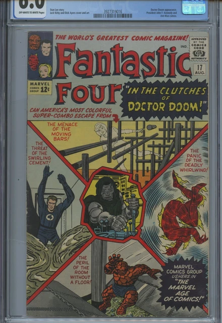 1963 Marvel Fantastic Four #17 Doctor Doom App.  J.f.k. Cameo Cgc 6.0 Ow-W 2