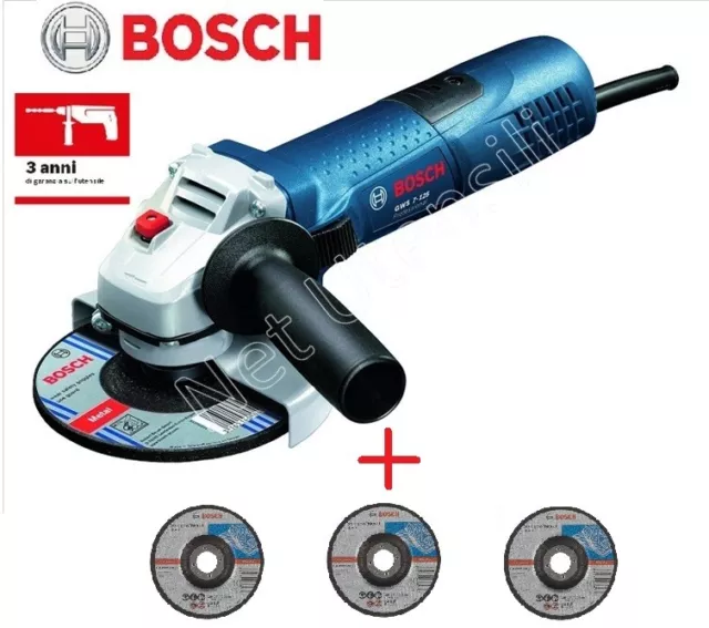 Bosch Gws 7-125 Smerigliatrice Angolare Piccola Professionale 720 Watt +3 Dischi