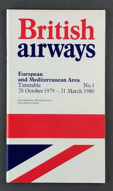 British Airways European & Mediterranean Timetable Winter 1979/80 No.1 Ba