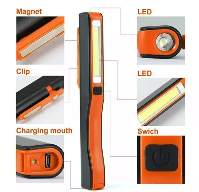 Flexible Rechargeable Torch Magnetic USB LED COB Work Light Inspection Lamp UK