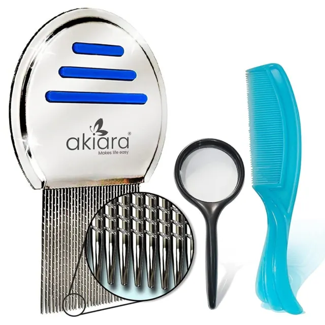 Akiara - Makes Life Easy Premium 3 Piece Lice Comb Kit Full Treatment Set
