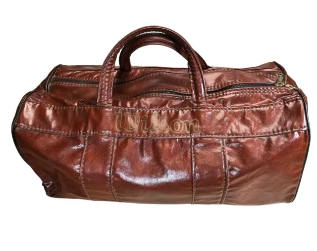 Vintage Wilson Sports Duffle Gym Travel Bag E6913 USA Faux Leather
