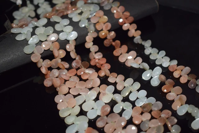 10Pcs Genuine A++ Multi Moonstone Faceted Pear Gemstone Untreated Craft Beads