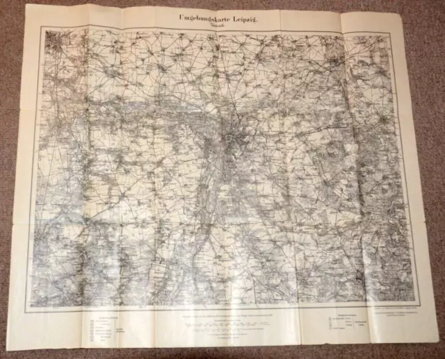 60848 Mapa de País Umgebungskarte Leipzig Reino De Sajonia Y Prussia 1915 Wurze