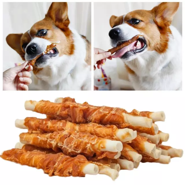 110g Chicken Wrapped Jerky Beef Twists Chews Snacks I1G8 Rawhide Hot！！！ Pet X4F1