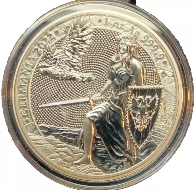 2022 Lady Germania 1oz .999 Silver BU Round Coin in capsule w/ COA