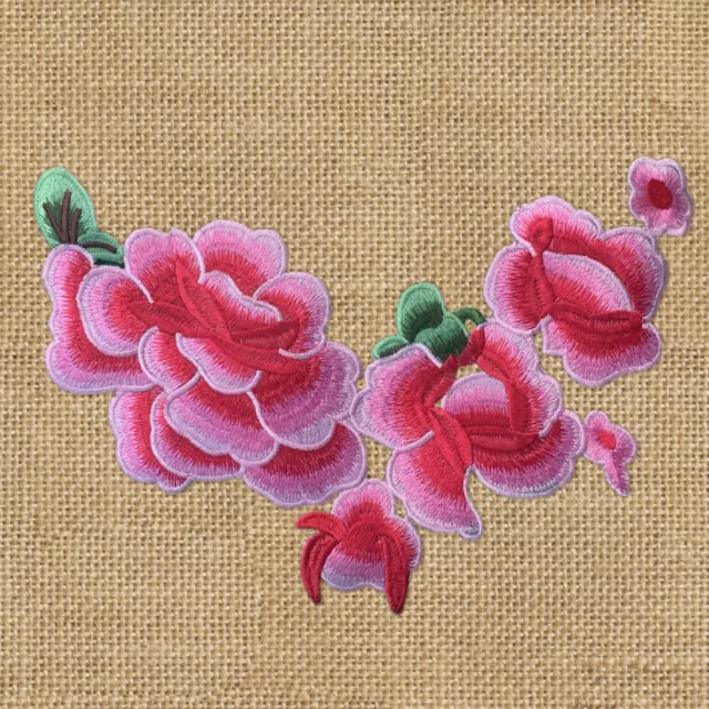 1pc Large Flower Rose Embroidered Cloth Iron On Patch Applique rose lily #1588