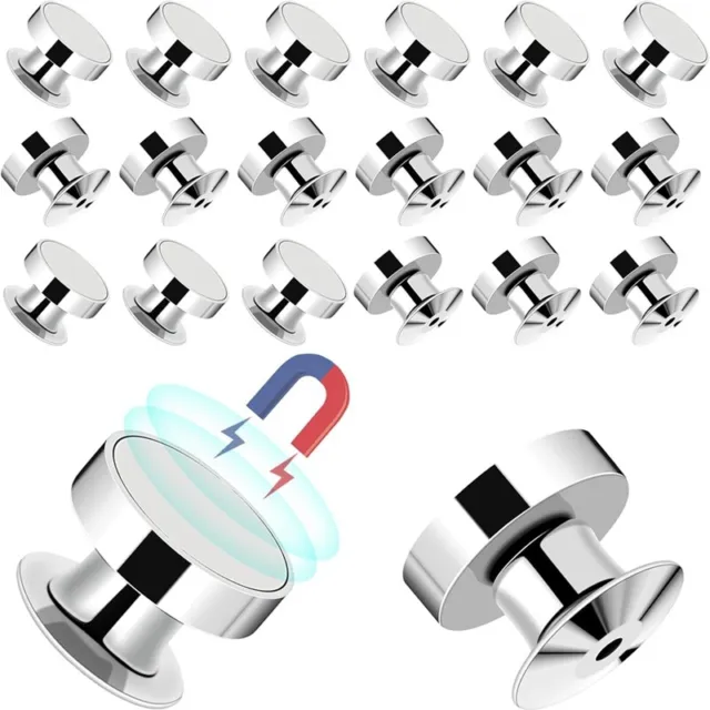 20 Pieces Magnetic Pin Backs for Enamel Pins, Silver Locking Pin Clip Locks7483