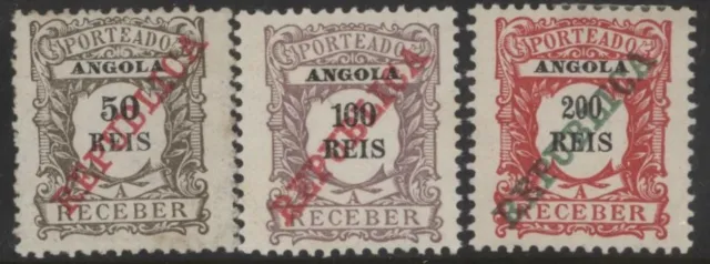 Angola 1911 Postage Dues - 3 values (50, 100, 200r), mint hinged