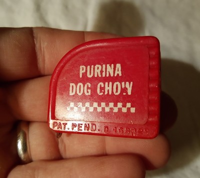 Vintage Purina Dog Chow Germany Checkered Plastic Metal Tape Measure Farm Feed
