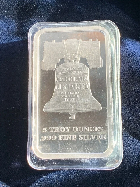 SD Bullion Liberty Bell Constitution 5 troy Oz .999 Fine Silver Bar OMP ST
