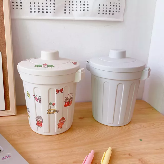 Ins Desktop Small Trash Bin Waste Bin Bedroom Home Cute Trash Can With Lid M;'d