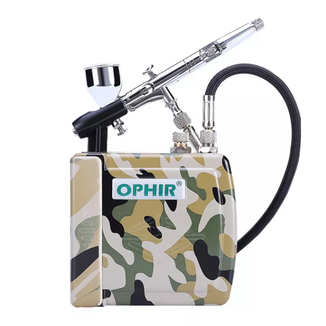 OPHIR 100-240V Airbrush Compressor Kit Set with Dual-Action Airbrushing System