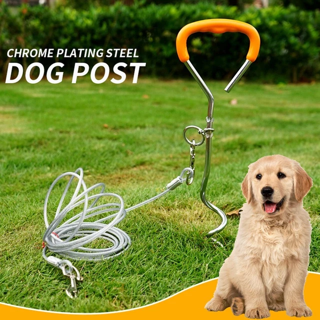 Perro Anchor Stake Tether poste de tornillo hierro cromado herramienta útil