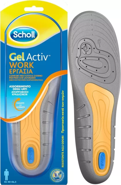 Scholl Solette Gel Activ Work, Solette da Lavoro per Uomo, ammortizzanti