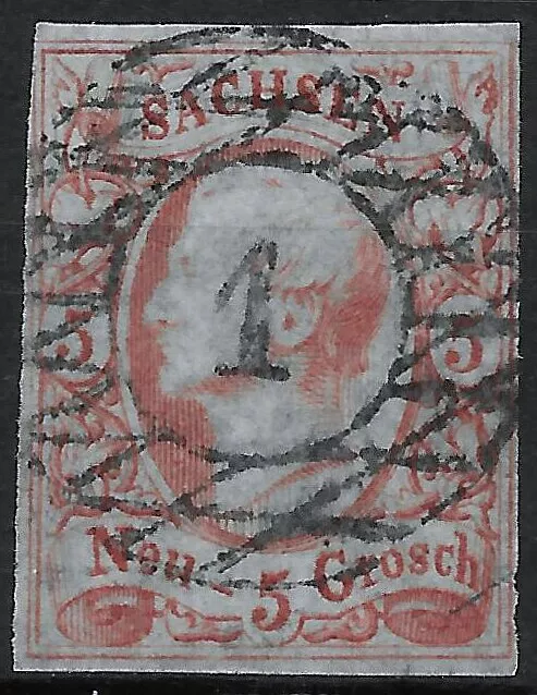 Sachsen 1856  MiNr.12a  5Ngr.  BPP geprüft  N1 Dresden