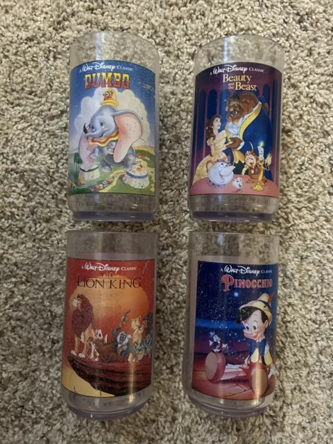 1994 Vintage DISNEY Lot of 4 COLLECTOR SERIES CUPS BURGER KING COCA COLA