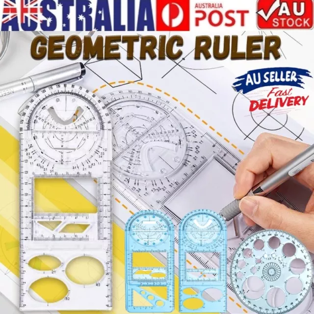 Multifunctional Geometric Ruler Plastic Drawing Ruler for Student School  Office