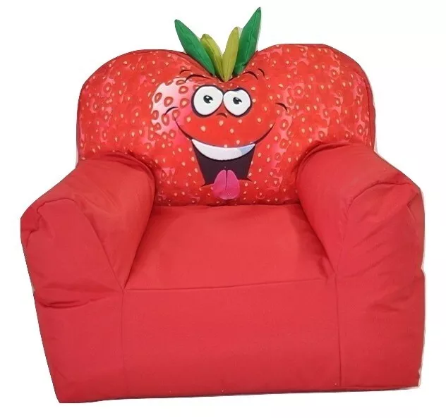 MamaBabaBebe® Prefilled Strawberry Children Bean Bag Kids Beanbag Chair