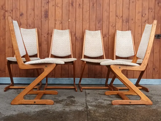 6x Teak Dining Chairs Chair Vintage Retro 60s Danish 60s Chairs Mid Century