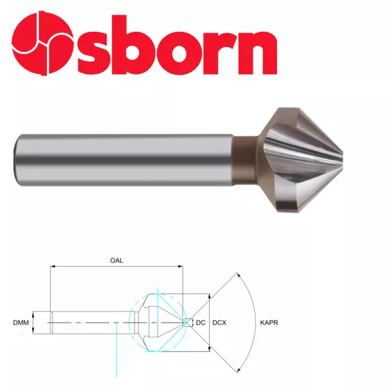 4.3mm COUNTERSINK 90 DEGREE HSS CHAMFER TOOL 7023010430 EUROPA OSBORN  P285