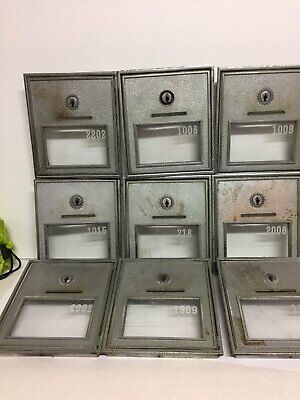 9 Vtg CORBIN Post Office Mail Box Door Heavy Nickel Plated Bronze #2 No Keys