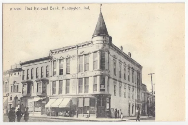 1906 Huntington, Indiana - First National Bank - Vintage Postcard