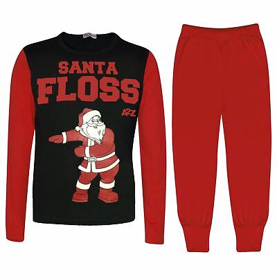 Kids Girls Boys Pyjamas Trendy Santa Floss Red Christmas Loungewear Pjs Outfits