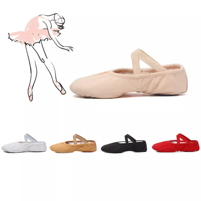 Ballet Shoes Kids Girls JAZZ Dance Canvas Split Sole Flats Child & Adult Sizes