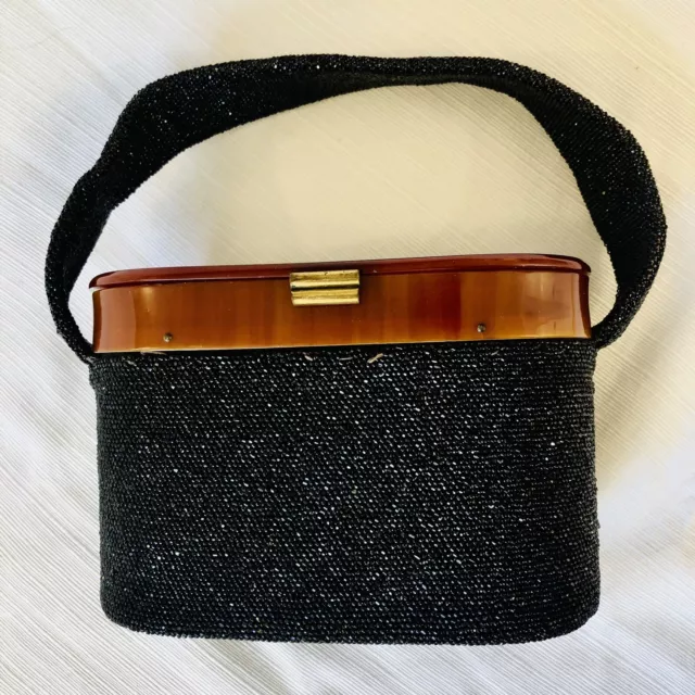 Vintage 1940s Art Deco Beaded Box & Bakelite Evening Bag, An M.E. Product Purse 