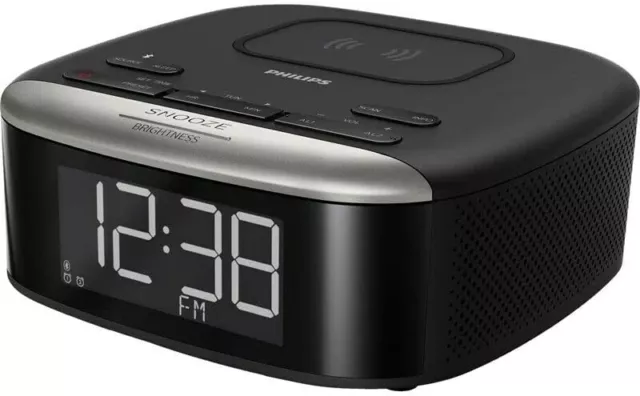 Philips Wireless Bluetooth Digital Alarm Clock with Wireless Phone Charger