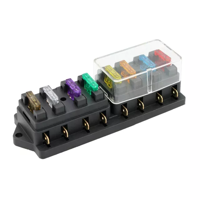 8 Way Fuse Box Holder Fuse Block with 8 Standard Fuses for Car Truck Boat F0L7