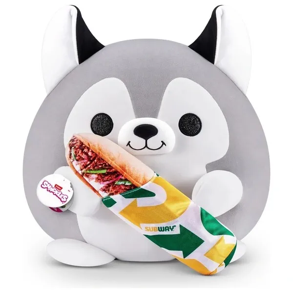 Snackles Super Sized Kuscheltier Husky Nicel mit Subway Sandwich Serie 1 ca. 35