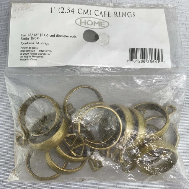 14 VTG Gold Brass Satin Tone Metal Café Curtain Clips Rings Pinch 13/16" NEW!