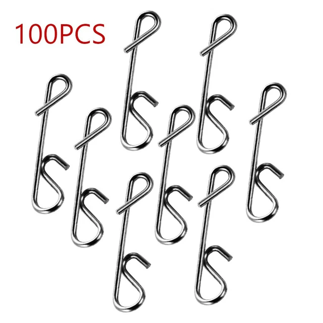ENSEMBLE DE 100 clips pivotants de pêche pivotants en acier inoxydable