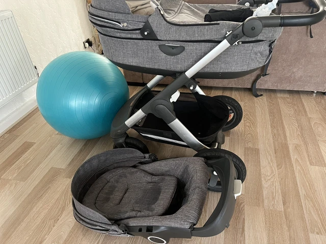 STOKKE TRAILZ BASSINET In Grey Melange 30.00 PicClick UK