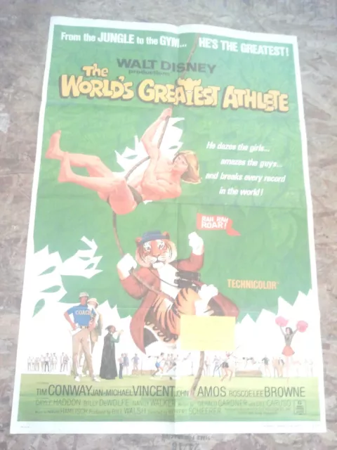 disneys worlds greatest athlete movie poster 1973     27 x 41 original