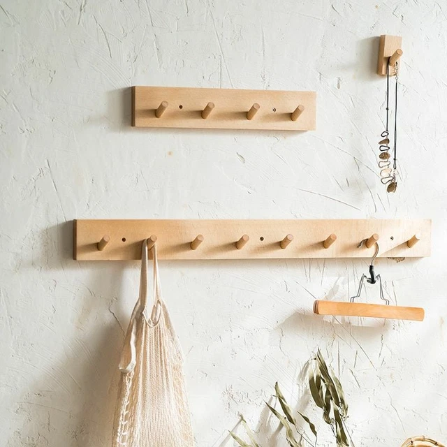 Log Coat Hook Natural Wooden Wall Hanger Hat Clothes Bag Rack Shelf Key Holder