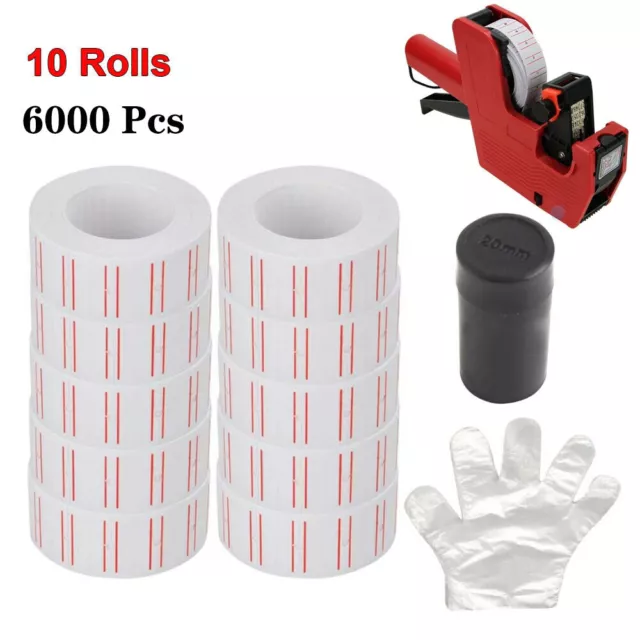 10 Rolls 6000Pcs White Price Gun Labels Price Tag stickers Refill mx 5500 labels