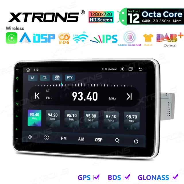 XTRONS Single DIN 10.1" Android 12 8Core Car Radio Stereo GPS Navi Car Play DAB+