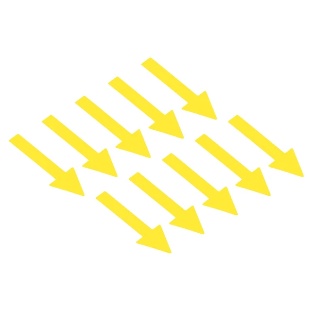 2x0.6" Arrow Sticker Directional Sign PVC Adhesive Floor Decal, Yellow 200pcs