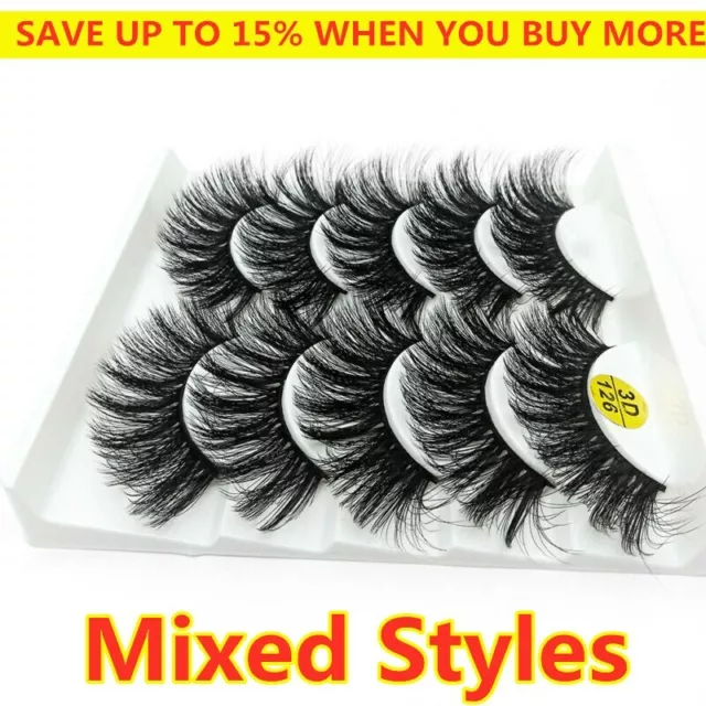 SKONHED 5 Pairs 3D Faux Mink Hair False Eyelashes Wispy Fluffy Long Lashes---