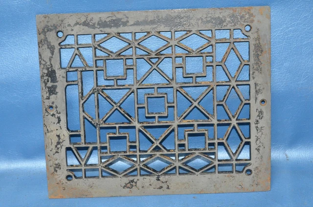 Vintage Cast Iron Victorian Square Hole Heat Grate Floor Wall Register 8x10 Duct