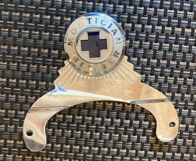 Vintage AAA American Automobile Association license plate attachment   MORTICIAN 5