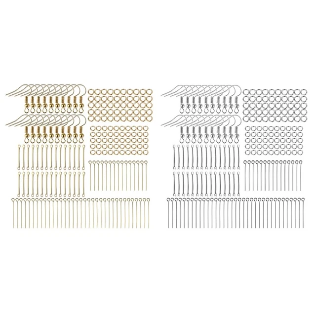 220 piezas Pendientes de oro plateado ganchos Conectores Anillos abiertos Hágalo usted mismo Hacer joyas