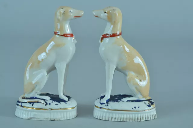 Ancienne paire de Statuettes en Porcelaine Figurine Chiens à l'arrêt  Porzellan