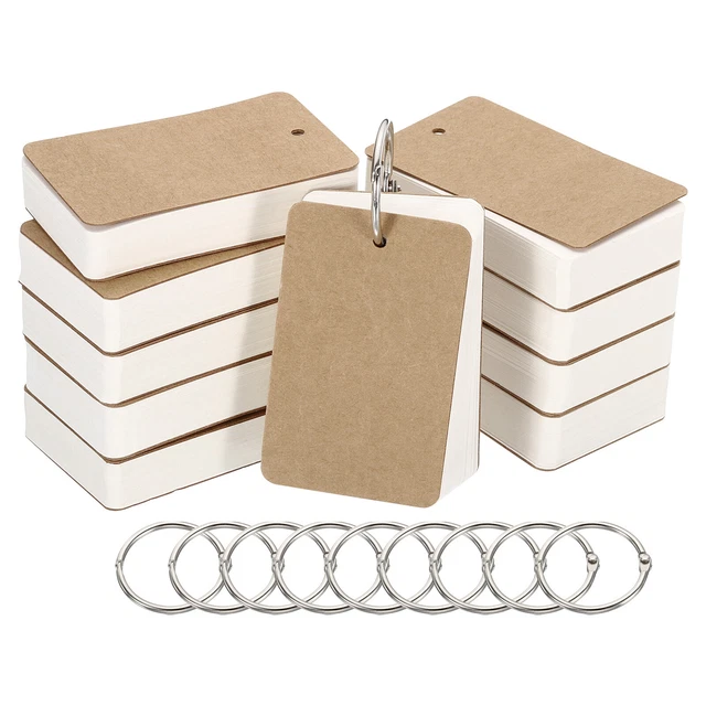 3.5" x 2" Blank Flash Cards with Rings Study Card Index Cards Note, White 500pcs