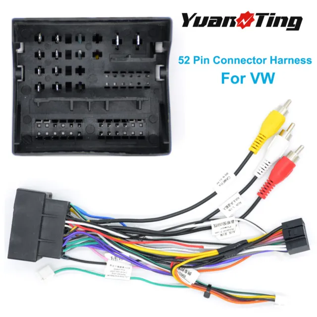 UK CarAndroid Radio Wiring Harness 52PIN For VW Golf Stereo Power Connector Plug