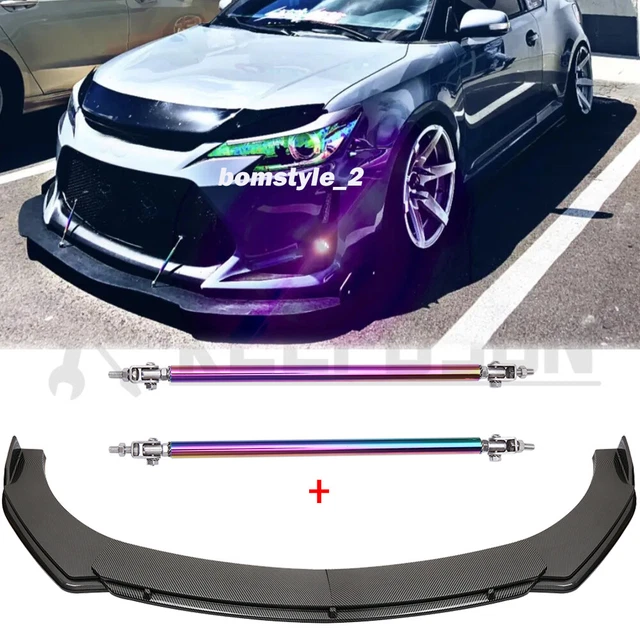 CARBON FIBER FRONT Bumper Lip Spoiler Splitter+Strut Rods For Scion TC